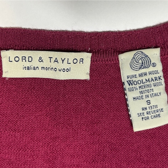 Vintage Merino Wool LORD & TAYLOR Woolmark Made In Italy Knit Cardigan Sweater - Picture 11 of 12